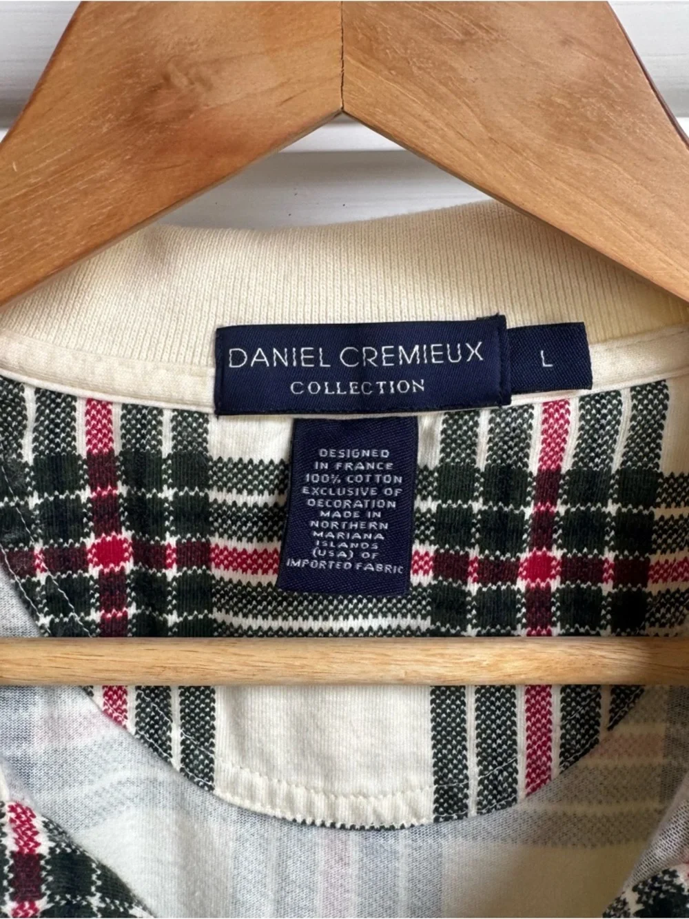 Vintage Daniel Cremieux Golf Polo 100% Cotton Green Plaid Check Grandpa 70s L - Picture 3 of 3